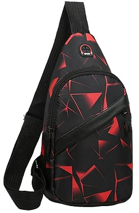 Gyios umhängetasche Geometric Oxford Stoff Casual Crossbody Bags Ehemann Rucksack Sportreisen Outdoor -Liebhaber Brustbeutel Umhängetaschen-rote Einzelschicht