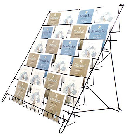 Wire Card Stand in Black - Counter or Floor Standing - Collapsible - For Books or Greeting Cards - 58.7x73x47cm - Shop Display (E6B)