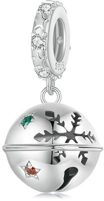 925 Sterling Silber Charm Anhänger für Pandora Armbänder, Weihnachtsglocken Perlen Charm Schmuckgeschenk für Frauen und Mädchen