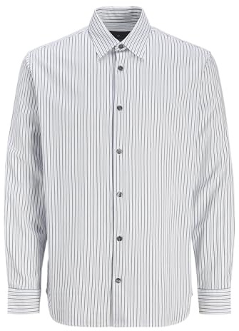 JACK & JONES Jprblabushwick Oxford T-Shirt L/S, Night Sky/Rayures : Coupe décontractée, L