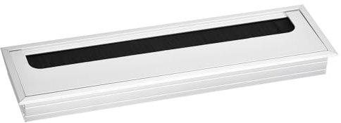 QUARKZMAN Cubierta de Orificio para Cable 265mm x 70mm Aleación de Aluminio Rectangular para Organizador de Cables de Escritorio de Oficina, Tono Plateado