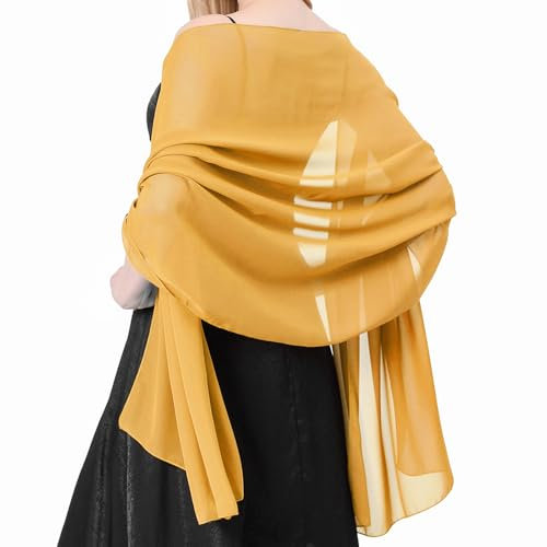 Stola Damen Halstuch Chiffon Sommer Schal Damen Festliche Stola für Abendkleid oder Brautkleid Hochzeit Scarf (Gelb)