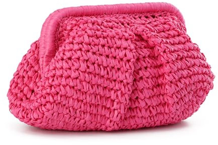 LHHMZ Straw Clutch Purse for Women - Woven Dumpling Clutch Summer Beach Shoulder Handbag