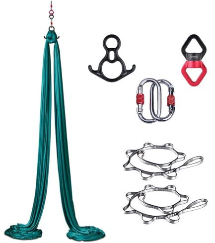 BOSSGE Aerial Yogatuch, Yoga-Schaukel, Yoga Vertikaltuch, Tragbar, für den Innen- und Außenbereich, Yogatücher für Erwachsene Kinder, inklusive Yoga-Hängematte, Farbe Grün, 8 m