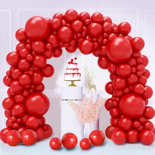 Luftballons Rot, 130 Stück Ballon Girlande Rote, 18 12 10 5 Zoll Helium Luftballon Girlande Retro Rot, Matt Rote Luftballons Geburtstag Hochzeit Valentinstag Weihnachten Party Deko