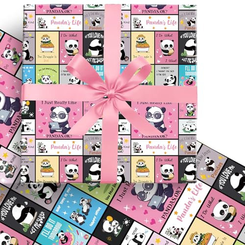 InThink 5 Bögen Panda Geschenkpapier 50,8 x 76,2 cm Kraftpapier Geschenkpapier Geschenk Geschenkpapier Geburtstag für Kinder Geburtstag Party Festliche Dekoration (unregelmäßige Illustrationen)