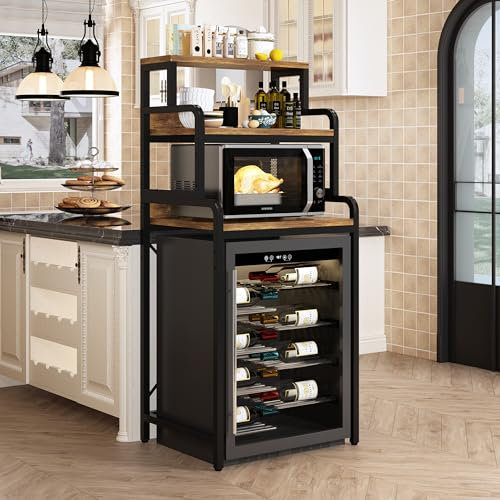 Estante para pan de cocina de 4 niveles, mini estante de soporte para nevera, estante de doble propósito, estante de almacenamiento de cocina, soporte de horno microondas con almacenamiento, estante