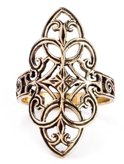 Windalf Bohemian Damen Ring FINJA 28 mm Mittelalter Schmuck Ornamentik Bronze