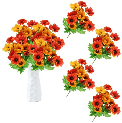 astylishome Artificial Flowers Outdoor Daisy Fake Flower for Decoration Craft Accessories Faux Plastic Simulation Bouquet Garden Porch Farmhouse Window Box Decor 0701