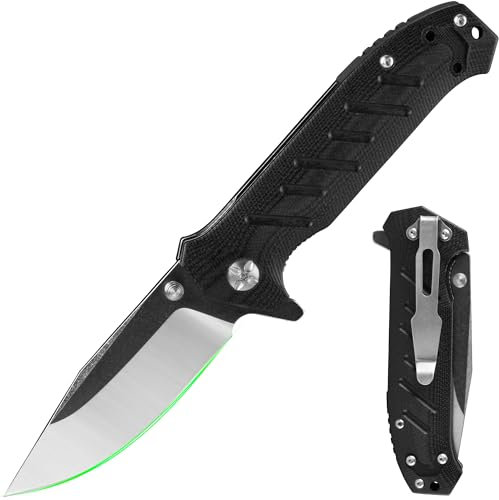FULLHI Cuchillo de caza EDC para hombres y mujeres con clip de bolsillo, cuchillo afilado de supervivencia para padre