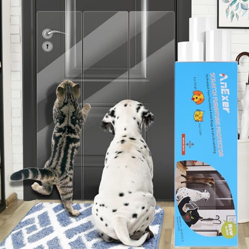 AnExer Protettore Porta Antigraffio [3-Rotolo], Protezione Graffi Gatto [Vinile Spesso], AntiGraffio Protector per Cani e Gatti, Deterrente Autoadesivo Protezione Antigraffio per Porte/Muro - 44x100cm