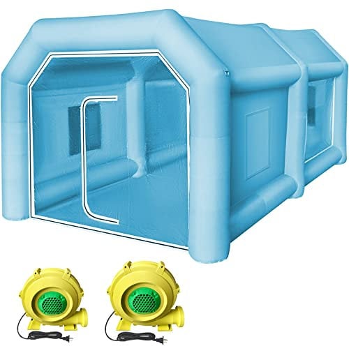 VEVOR Cabine de Peinture Gonflable 4x2,5x2,2 m, Tente Peinture Gonflable Automobile en Tissu Oxford 210D, avec 2 Souffleurs Puissants, Station de Travail pour Pose de Peinture, Garage, Atelier