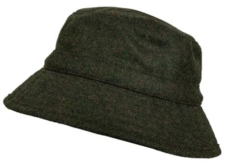 Dents Mens Coniston Abraham Moon Plain Tweed Bucket Hat - Olive Green