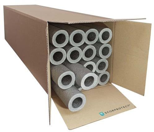 Scorprotect® voller Karton PE Rohrisolierung grau, angeschlitzt 16 Meter (Grau, 35 x 13 mm x 1 Meter)