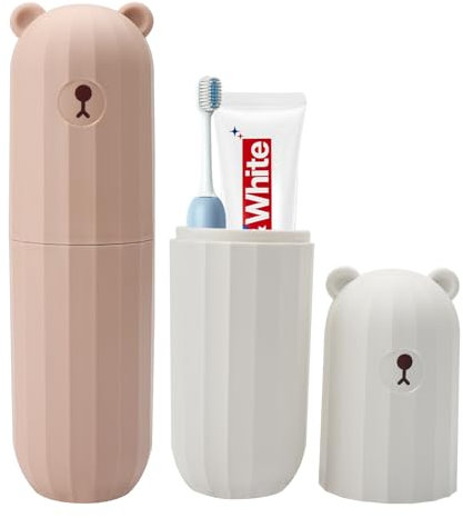 HENGBIRD Zahnbürsten Etui, 2 Stück Zahnbürste Etui Zahnbürste Reiseetui, Tragbares Zahnbürstenetui Zahnbürstenbox, Vielseitig Toothbrush Case für Zuhause, Reisen, Camping, 20 x 5,5 cm, Weiß + Rosa