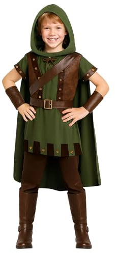 Morph Waldheld Kostüm Kinder, Bogenschützen Halloween Kostüm Kinder | Tunika, Umhang, Gürtel & Armschienen, Waldgrünes Design, Perfekt für Halloween, Ideal für Rollenspiele