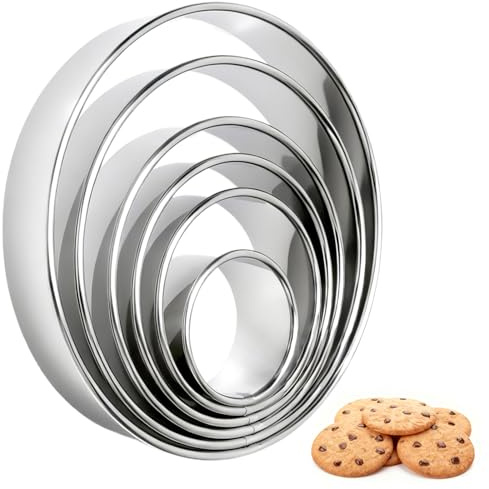 TMZELOA Ausstecher Rund Edelstahl 6 Stück Set – Plätzchen Ausstecher Rund Rostfrei, Verschiedene Größen 5,2–15,5 cm, Donut Keks Kuchen Fondant Gemüse Sandwich Ausstechformen Spülmaschinenfest