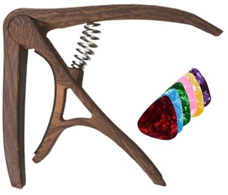Gitarrenkapo Für Akustikgitarren - Mit 6 Plektren Akustikgitarren Capo - Stimmgerät Tragbar Clip Justierbar Präzise Für Frauen Männer Musikspieler Anfänger Übung