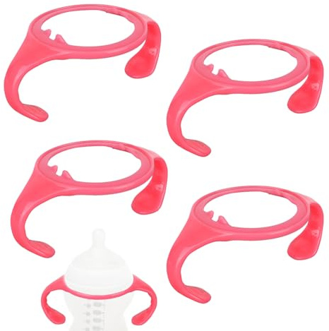 4pcs Baby Bottle Handles Holder for Tommee Tippee Replacement Parts, Ergonomic Non-Slip Grip BPA-Free Bottle Handles for Newborn Infant Feeding (Pink)