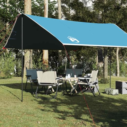 Wasserdichtes Tarp Blau 430x380x210 cm mit Stangen, Zeltplane aus strapazierfähigem Oxford-Material für Camping und Outdoor, faltbar und leicht in Tragetasche, vielseitige