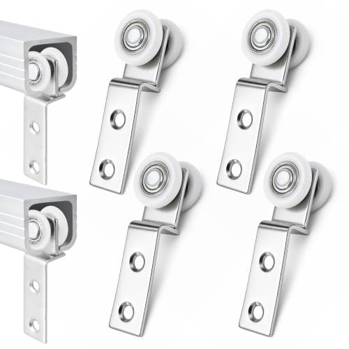 4 Pack Trolley Wheels, 20mm Sliding Door Rollers, Curtain Track Runners, Smooth and Quiet Glide for Furniture, Picture Hanging, Wardrobe and Room Divider