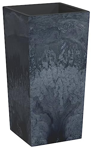 Mhdvray Vaso per piante effetto cemento antracite, vaso alto in plastica, 32,5 x 32,5 x 61 cm, con inserto rimovibile, 49 l, per giardino, balcone, terrazza e ingresso