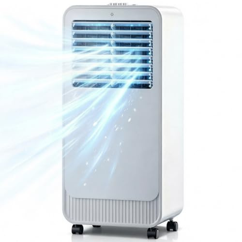 Condizionatore senza tubo, condizionatore portatile silenzioso 66W per Ambienti, 11L, 3 Velocità, Oscillazione Auto 90°