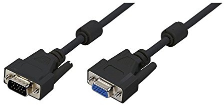 LogiLink CV0022 Double Shielded 15-Pin Male to Female VGA Monitor Extension Cable, 20 Meter Length, Black, 20 Meter Length