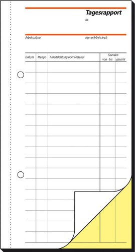 sigel Formularbuch Rapport/Tagesrapport 10,5 x 20,0 cm 2-fach