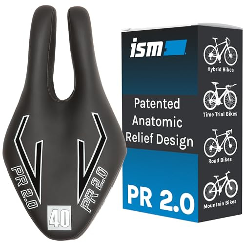 ISM PR 2.0 Noseless Bicycle Seat - Anatomic Relief Bicycle Saddle for Hybrid, Time Trial, Road, and Mountain Bikes - No Nose Bike Saddle for Reduced Numbness and Discomfort