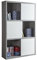 Composad | Bücherregal mit 3 Schiebetüren, modernes Bücherregal, Maße (B x H x T) 120 x 195 x 35,60 cm, Beton und Weiß lackiert, Wohnzimmer, Büro, Studio, Made in Italy