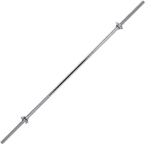 BodyRip Standard Bar with Collars | 1 Chrome Barbell, Anti-Slip Hand Grip, Solid Steel Construction, Gym Equipment | Training, Fitness, Exercise, Strength, Workout, Weight Lifting (6FEET)