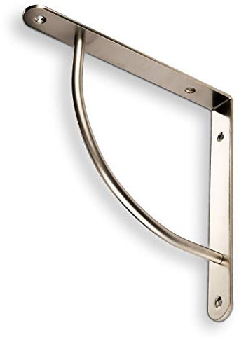 1 PAAR (2 Stück) SO-TECH® Regalkonsole RK04 mit Querstrebe zur Stabilisierung / Edelstahloptik matt / 220x220x30 mm / Regal-Konsole Garderobenkonsole Garderobenhalter