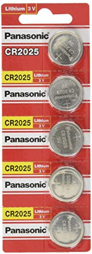 Panasonic CR2025 3 Volt Lithium Coin Battery (5 Batteries) by Panasonic