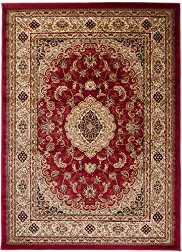 Carpeto Teppich Orientteppich Rot 250 x 350 cm Medaillon Konturenschnitt Muster Iskander Kollektion