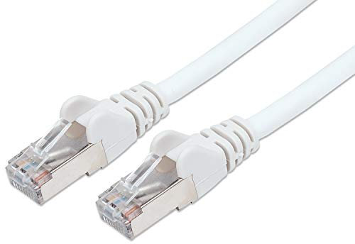 PremiumCord Patch Cable Cat 6a S/FTP, 10Gbit/s, Cable Ethernet, LAN, Conectores RJ45, Flexible y Robusto, AWG 26/7, Conductores 100% CU, Blanco, 0,5 m