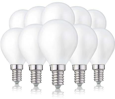 hellum E14 LED Glühbirne, G45 Lampe 4,5W als Ersatz Leuchtmittel für 40-Watt Glühbirne, E14 warmweiß mit 2700 Kelvin, 470 Lumen LED Filament Matt, 10 Stück 208214