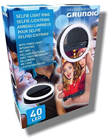 GRUNDIG 36x LED Selfie Lichtring für Smartphone | Handy Selfie Licht | Selfielichtring | Selfielicht | Ringlicht | Ringleuchte mit 3 Helligkeitsstufen
