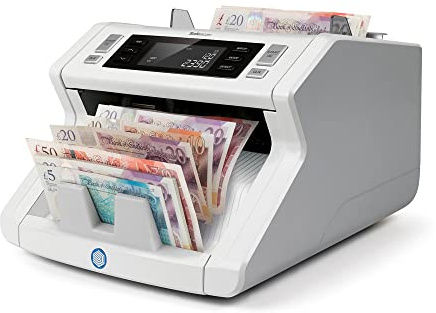 Safescan 2265 Money Counting Machine - Value Counts GBP and Euro Notes - Cash Counting Machine with 5-Point Counterfeit Money Detector - Money Counter Machine - Suitable for the New King Charles Notes