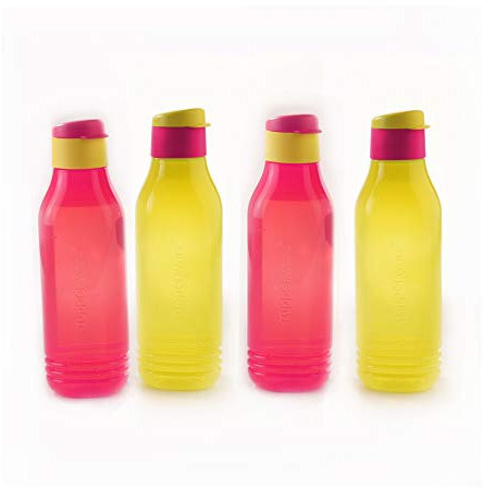 Tupperware Kunststoff-Wasserflaschen, 750 ml, 4 Stück, Gelb/Rosa