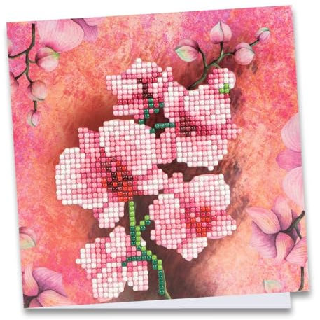 Ideen mit Herz Diamond-Painting-Grußkarte | 16 x 16 cm | 370 g/m² | inkl. Umschlag & Werkzeug (Orchidee)