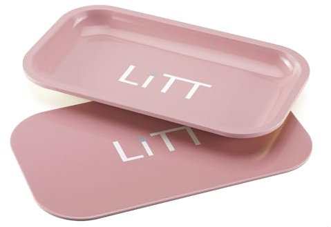 Litt Stash Metal Tray with Magnetic Lid- Smart Way to roll Safe in Storage Tray, Keep Your Accessories Hidden (Large Pink)