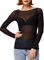 Leemiman Women's Sexy Mesh Belly Dance Top Long Sleeve See Through Sheer Tops (Black)