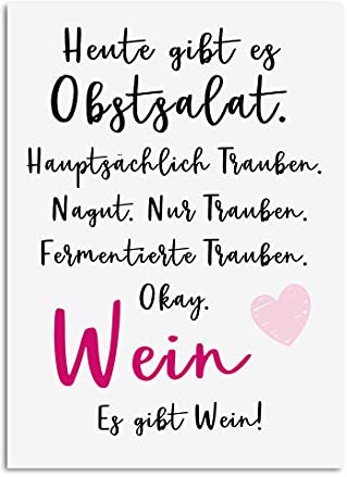 Nastami Postkarte Heute gibt es Obstsalat Postkarte Motivationskarte lustig Sprüche Postkarte Wein Geschenk Mädelsabend (Obstsalat)