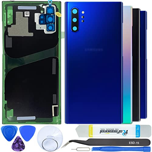 iStable Vetro Posteriore Scocca per Samsung Galaxy Note 10+ Plus N976F Back Cover Copri Batteria Imposta -Originale Blu