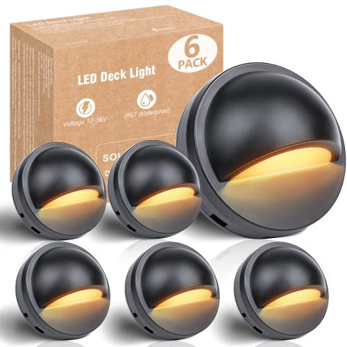 HIBOITEC 6 luci LED a bassa tensione per ponte calde, 2,5 W, luce per ringhiera per scale con 18 chip LED, IP67, impermeabile, per esterni, illuminazione per esterni da giardino, luce per recinzione