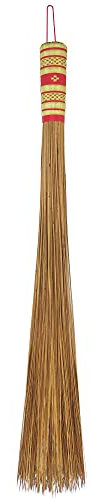 Country Rustic 32 inch Multi-Surface Sturdy Outdoor Authentic Coconut Leaf Broom - Asian Heavy Duty - Thai Natural Coconut Leaf Broom