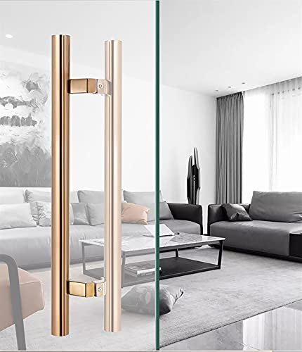 Heavy Duty Brushed Sliding Barn Door Handle Pull, 60/80/100/120cm Long, Two Sided Stainless Steel Push Pull Bar Handle, Bathroom/Front Door/Office (Color : Rose gold, Size : 100cm(39.4in)) (Rose Gol
