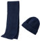 Embouro Wintermütze und Schal aus Merinowolle für Herren, warme Strickmützen, lange Schals für Damen und Herren (Blau)