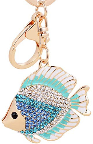 Goldfisch-Schlüsselanhänger, Kristall-Strass, Meeresfische, Tier-Schlüsselanhänger, Geldbörse, Tasche, Charm-Anhänger, Geschenk, Blau langlebig und
